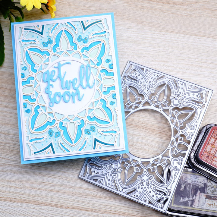 Kokorosa Metal Cutting Dies with Hollow Round & Various Leaves Background Board