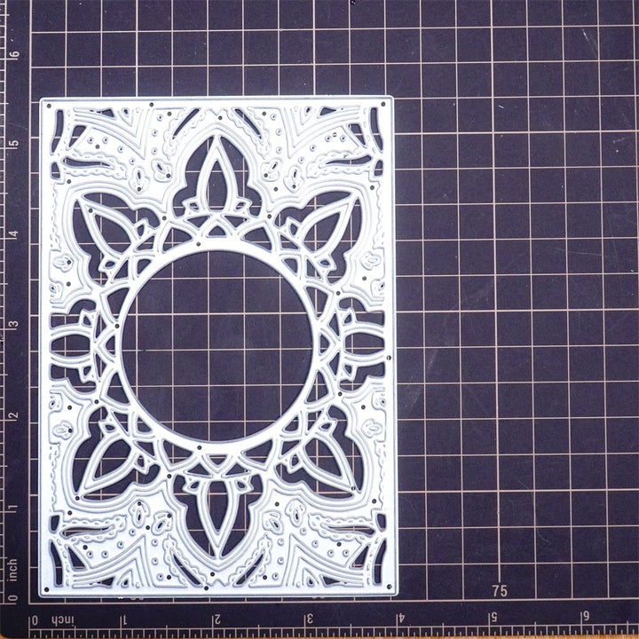 Kokorosa Metal Cutting Dies with Hollow Round & Various Leaves Background Board