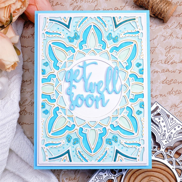 Kokorosa Metal Cutting Dies with Hollow Round & Various Leaves Background Board