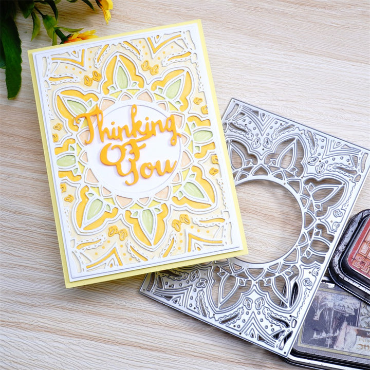 Kokorosa Metal Cutting Dies with Hollow Round & Various Leaves Background Board