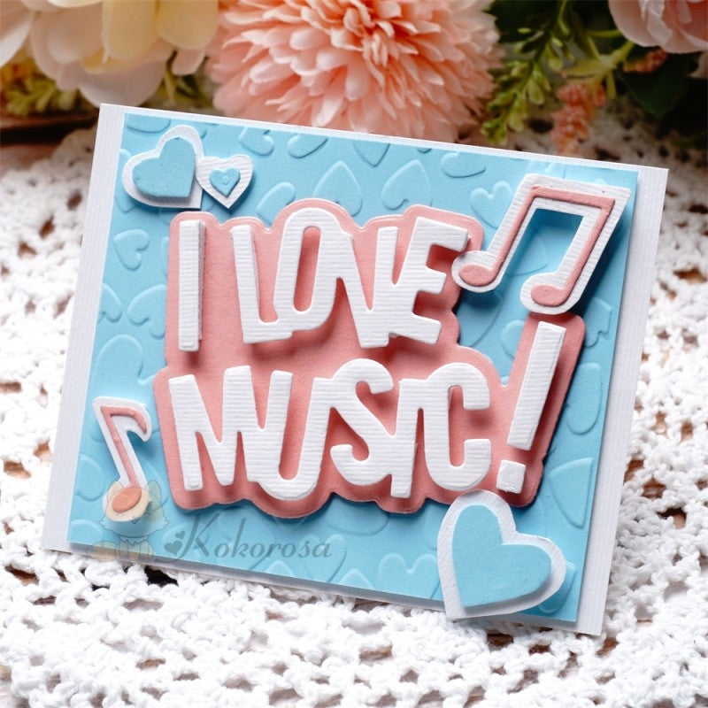 Kokorosa Metal Cutting Dies with "I LOVE MUSIC" Word