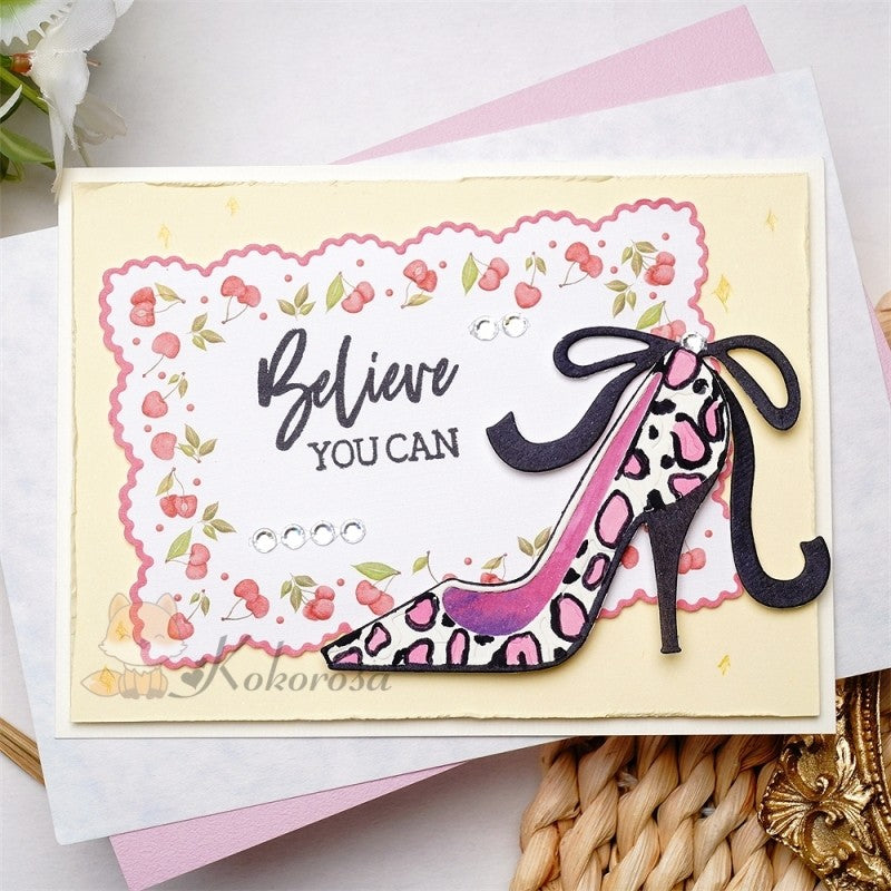 Kokorosa Metal Cutting Dies with Leopard Patterend High Heels