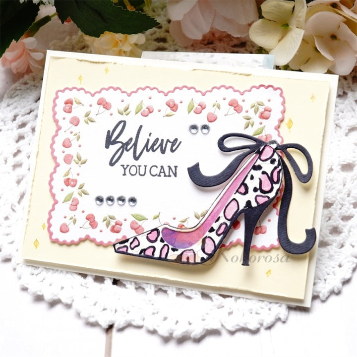 Kokorosa Metal Cutting Dies with Leopard Patterend High Heels
