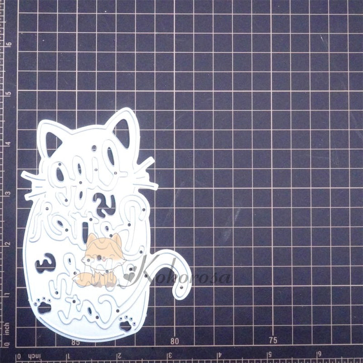 Kokorosa Metal Cutting Dies with "Life is Better with Cat" Word Cat Shaped Board