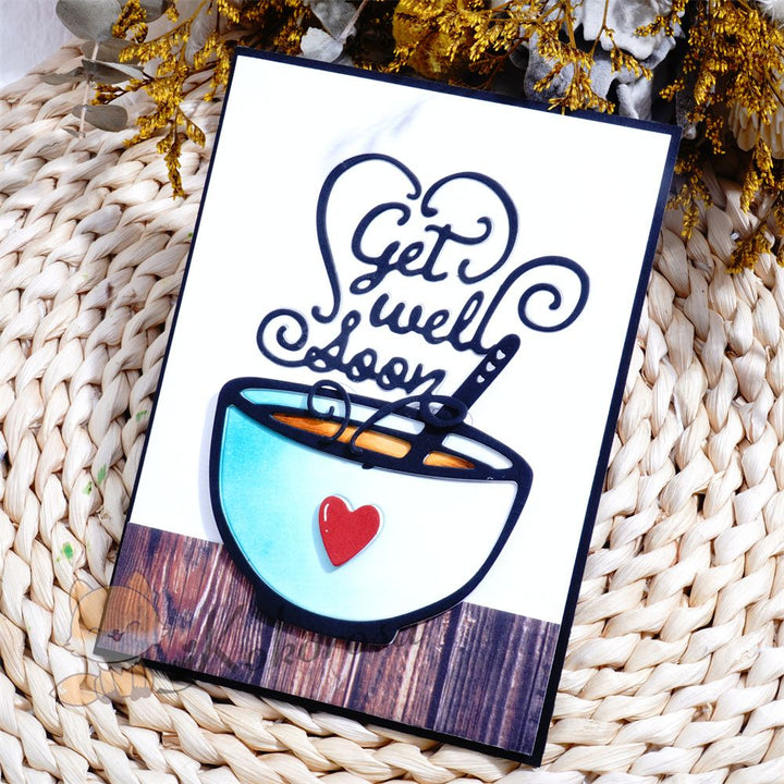 Kokorosa Metal Cutting Dies with Mug & "get well soon" Word