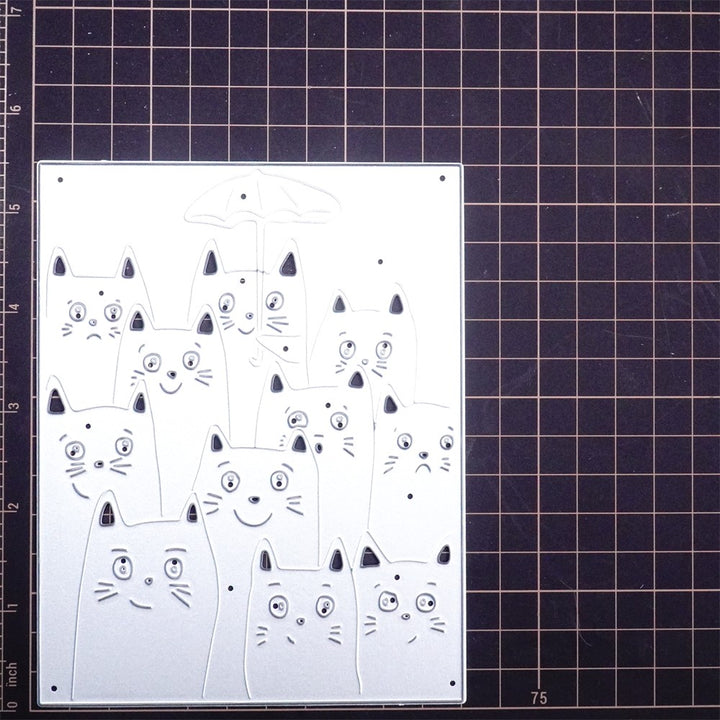 Kokorosa Metal Cutting Dies with Multi-Cats Holding an Umbrella Background Board