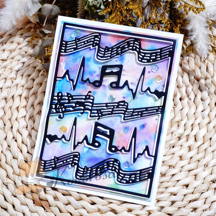 Kokorosa Metal Cutting Dies with Music Notes & Staff Background Board