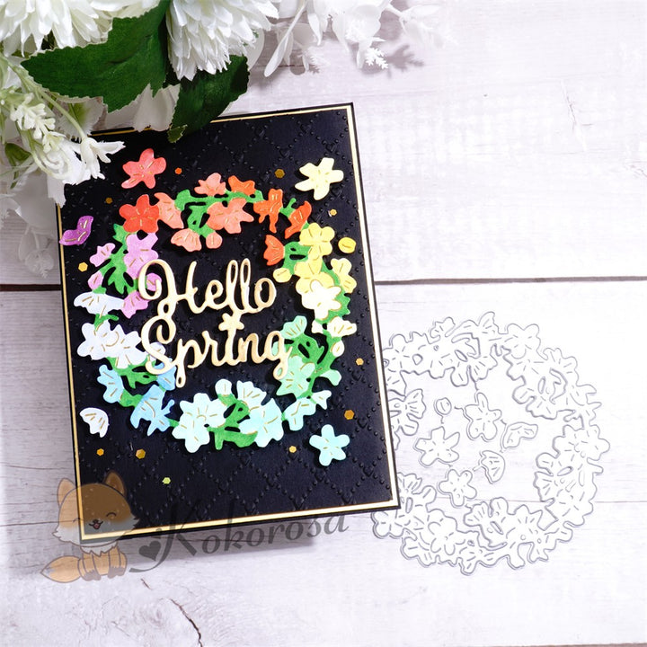 Kokorosa Metal Cutting Dies with Petals Wreath Frame Board