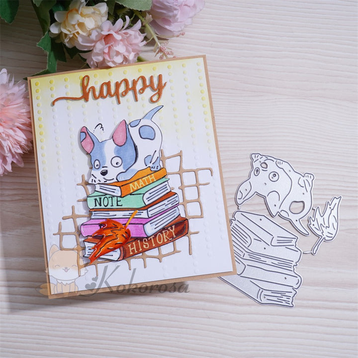 Kokorosa Metal Cutting Dies with Puppy Play on Books
