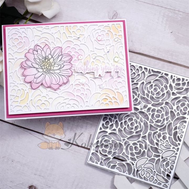 Kokorosa Metal Cutting Dies with Roses Background Board