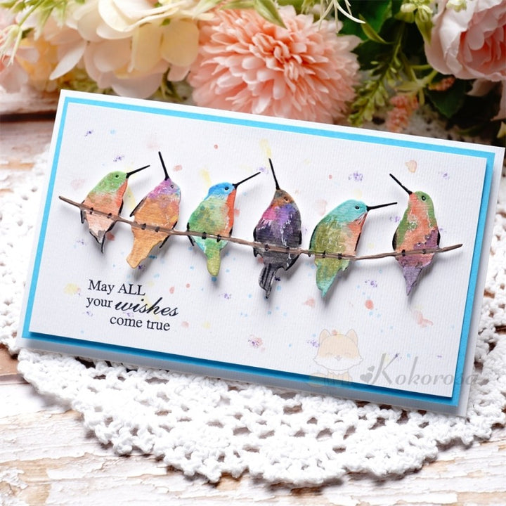 Kokorosa Metal Cutting Dies with Row of Singing Hummingbirds