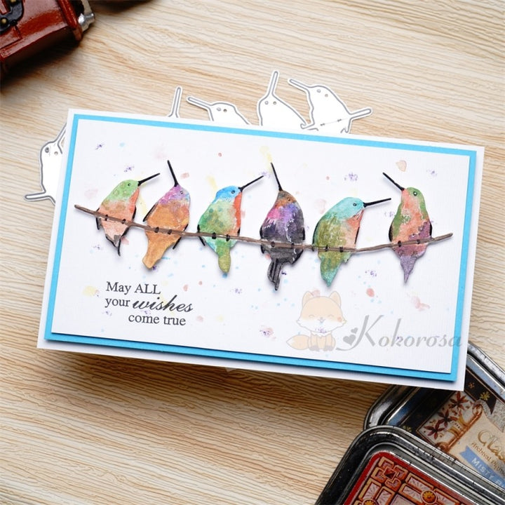 Kokorosa Metal Cutting Dies with Row of Singing Hummingbirds
