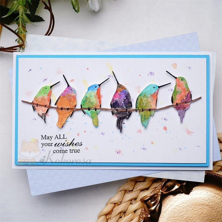 Kokorosa Metal Cutting Dies with Row of Singing Hummingbirds