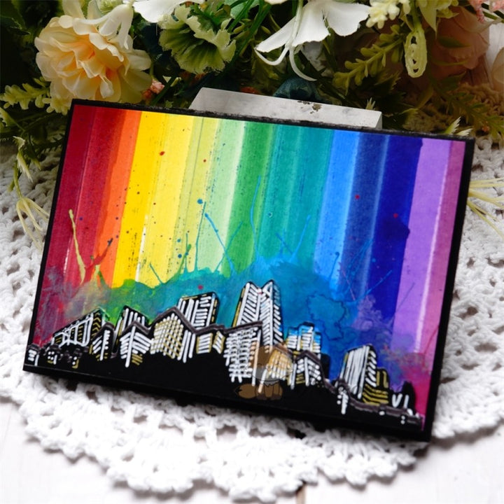 Kokorosa Metal Cutting Dies with Row of Tall Buildings Border Board