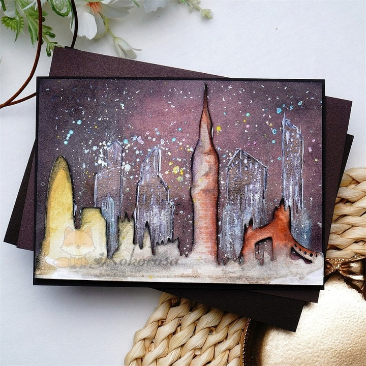 Kokorosa Metal Cutting Dies with Rows of Buildings Border