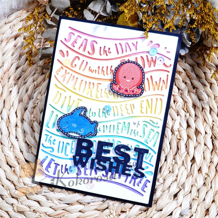 Kokorosa Metal Cutting Dies with Sea Words Background Board