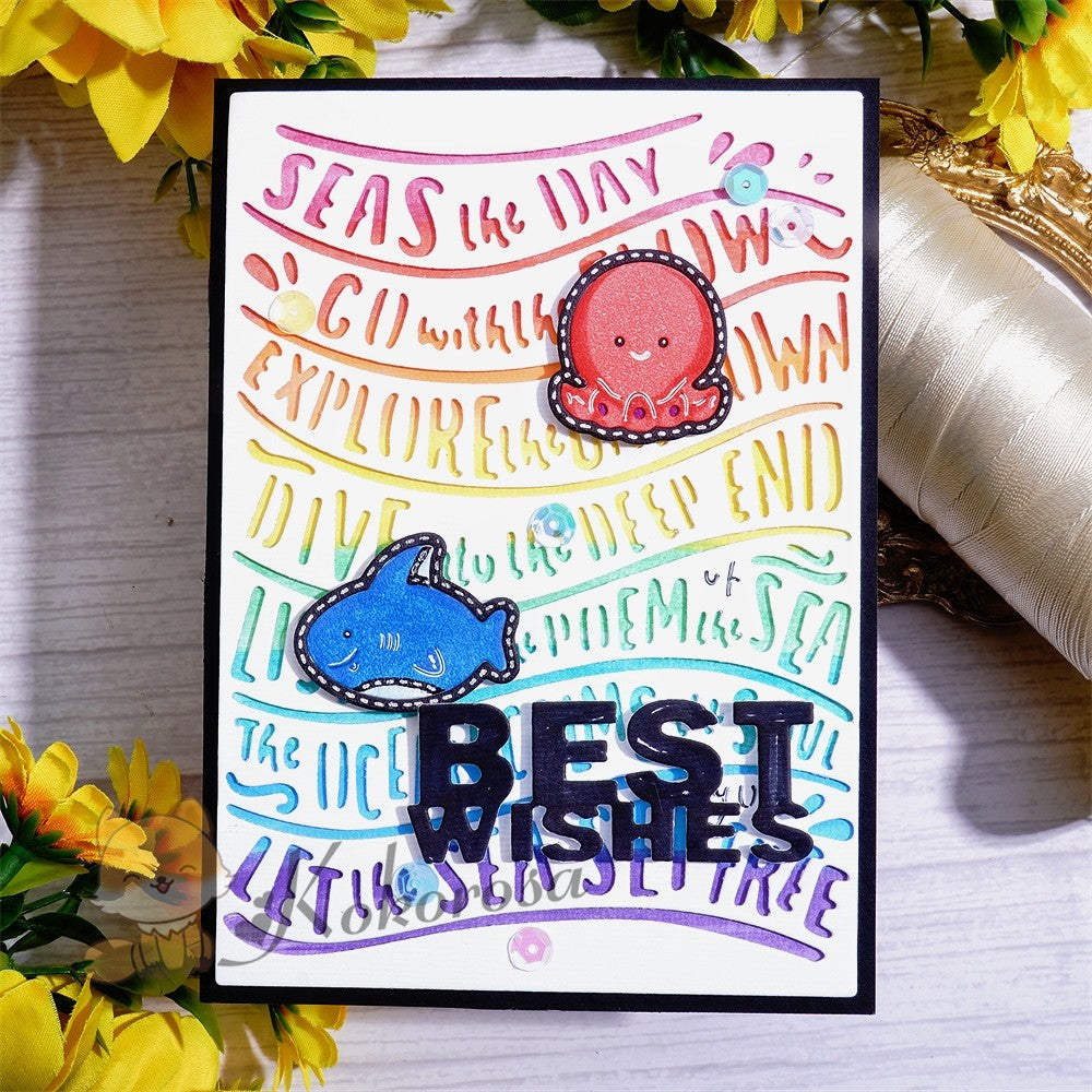 Kokorosa Metal Cutting Dies with Sea Words Background Board