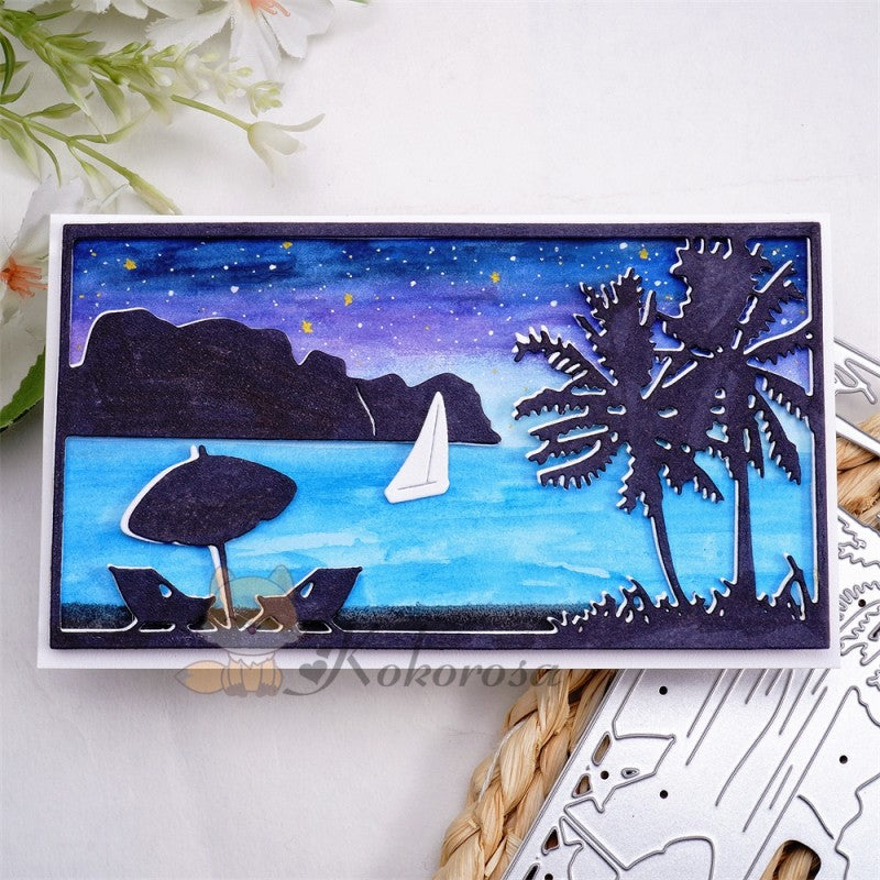 Kokorosa Metal Cutting Dies with Seaside Scenery Background Board