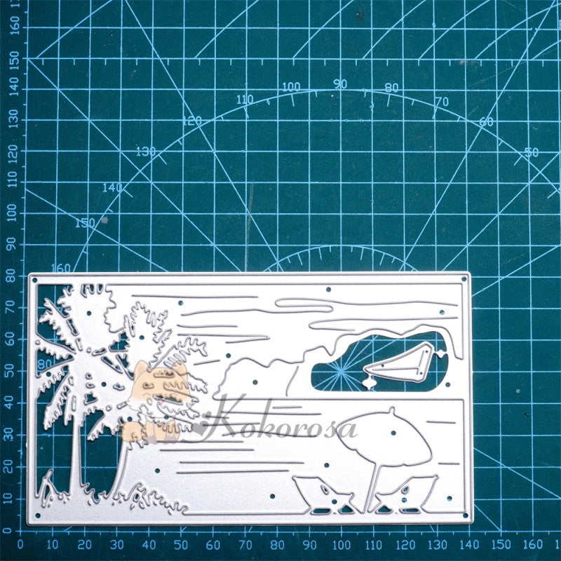 Kokorosa Metal Cutting Dies with Seaside Scenery Background Board