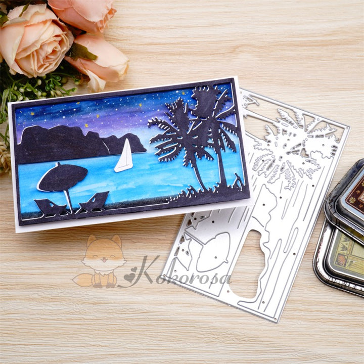 Kokorosa Metal Cutting Dies with Seaside Scenery Background Board
