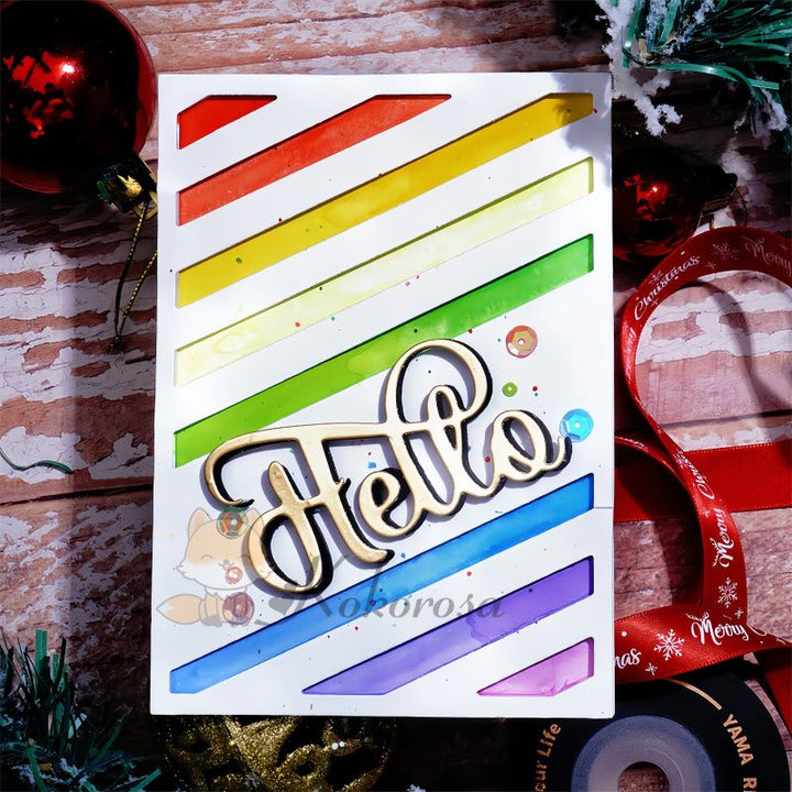 Kokorosa Metal Cutting Dies with Slanted Hollow Lines Background Board