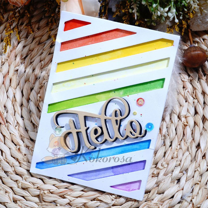 Kokorosa Metal Cutting Dies with Slanted Hollow Lines Background Board