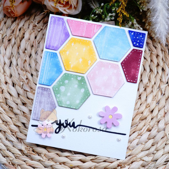 Kokorosa Metal Cutting Dies with Splicing Hexagons Border Board