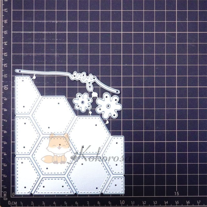 Kokorosa Metal Cutting Dies with Splicing Hexagons Border Board