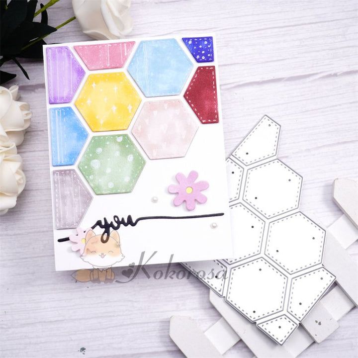 Kokorosa Metal Cutting Dies with Splicing Hexagons Border Board
