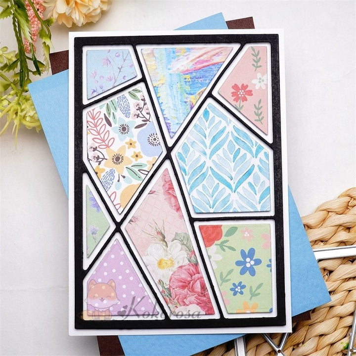 Kokorosa Metal Cutting Dies with Splicing Hollow Lines Frame Background Board