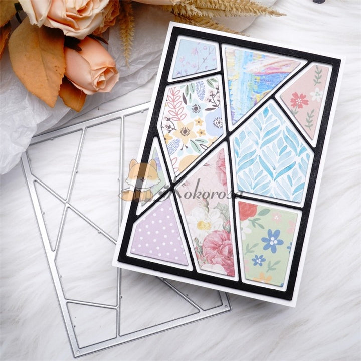 Kokorosa Metal Cutting Dies with Splicing Hollow Lines Frame Background Board