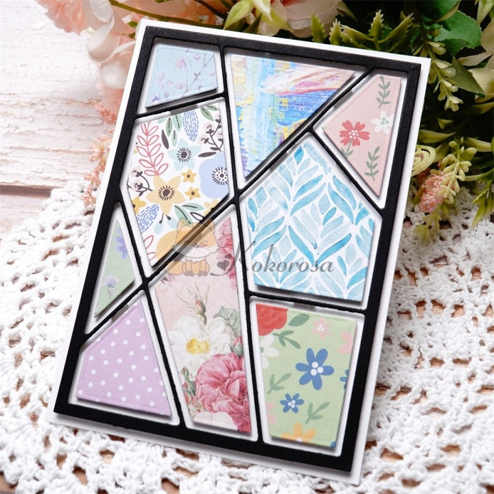 Kokorosa Metal Cutting Dies with Splicing Hollow Lines Frame Background Board