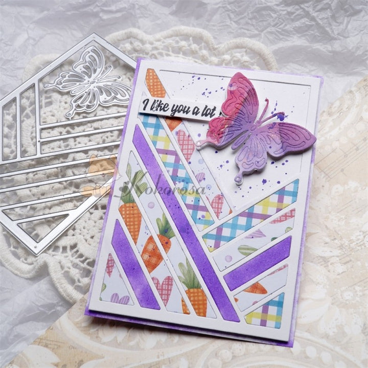 Kokorosa Metal Cutting Dies with Splicing Rectangular & Butterfly Background Board