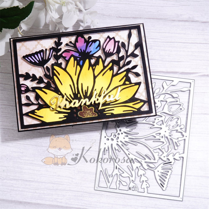 Kokorosa Metal Cutting Dies with Sunflower Background Board
