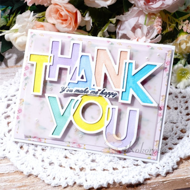 Kokorosa Metal Cutting Dies with Hollow "THANK YOU" Word