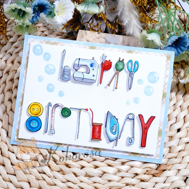 Kokorosa Metal Cutting Dies with Tailor Theme "HAPPY BIRTHDAY"
