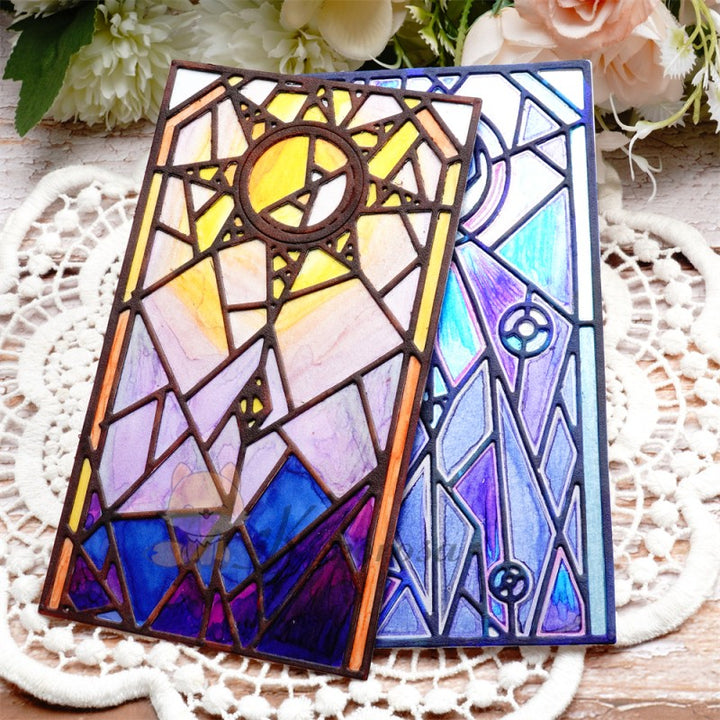 Kokorosa Metal Cutting Dies with Tarot Quilted Stained Background Board