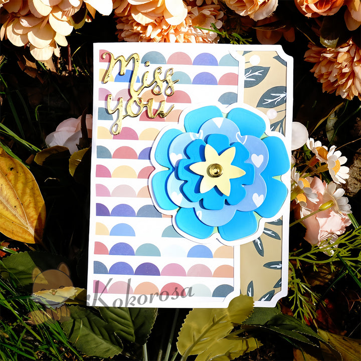 Kokorosa Metal Cutting Dies with Traditional Flower Foldable Card