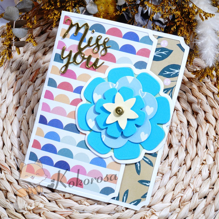 Kokorosa Metal Cutting Dies with Traditional Flower Foldable Card