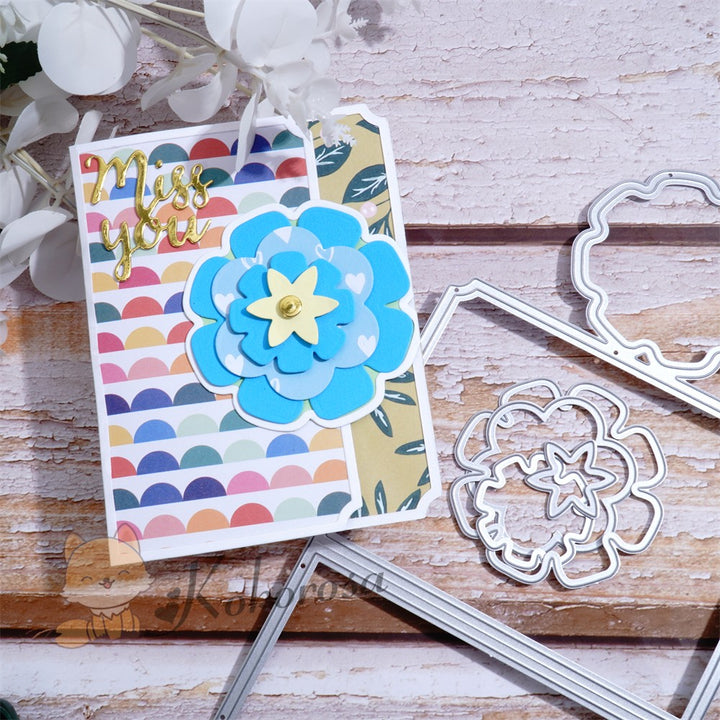 Kokorosa Metal Cutting Dies with Traditional Flower Foldable Card