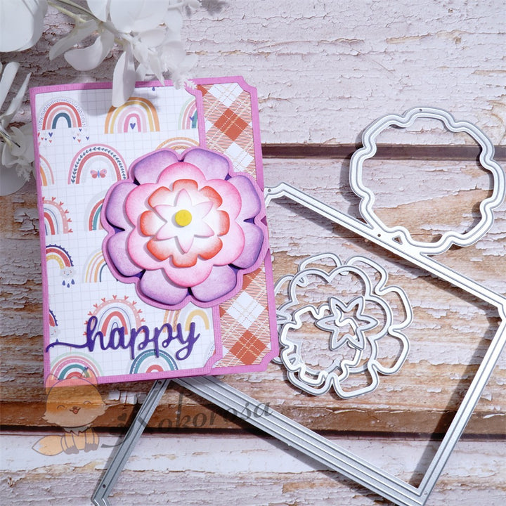 Kokorosa Metal Cutting Dies with Traditional Flower Foldable Card