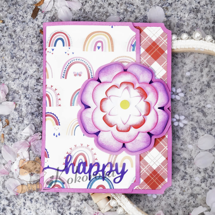 Kokorosa Metal Cutting Dies with Traditional Flower Foldable Card