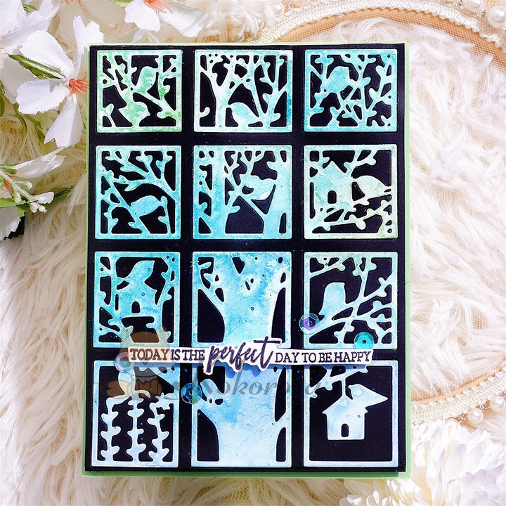 Kokorosa Metal Cutting Dies with Tree Puzzle Background Board