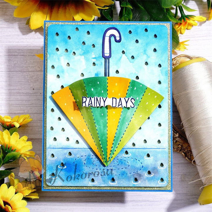 Kokorosa Metal Cutting Dies with Umbrella & Raindrop Background Board