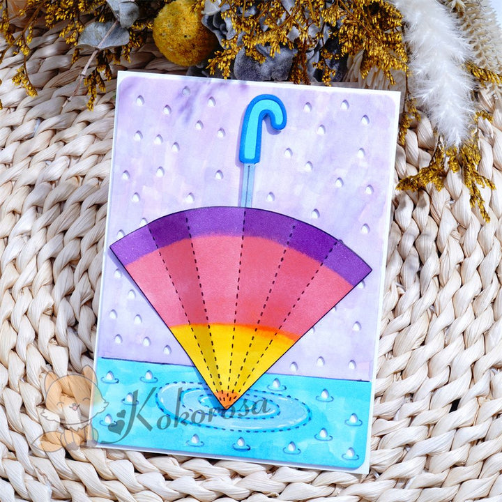 Kokorosa Metal Cutting Dies with Umbrella & Raindrop Background Board
