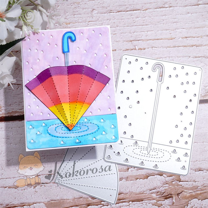 Kokorosa Metal Cutting Dies with Umbrella & Raindrop Background Board