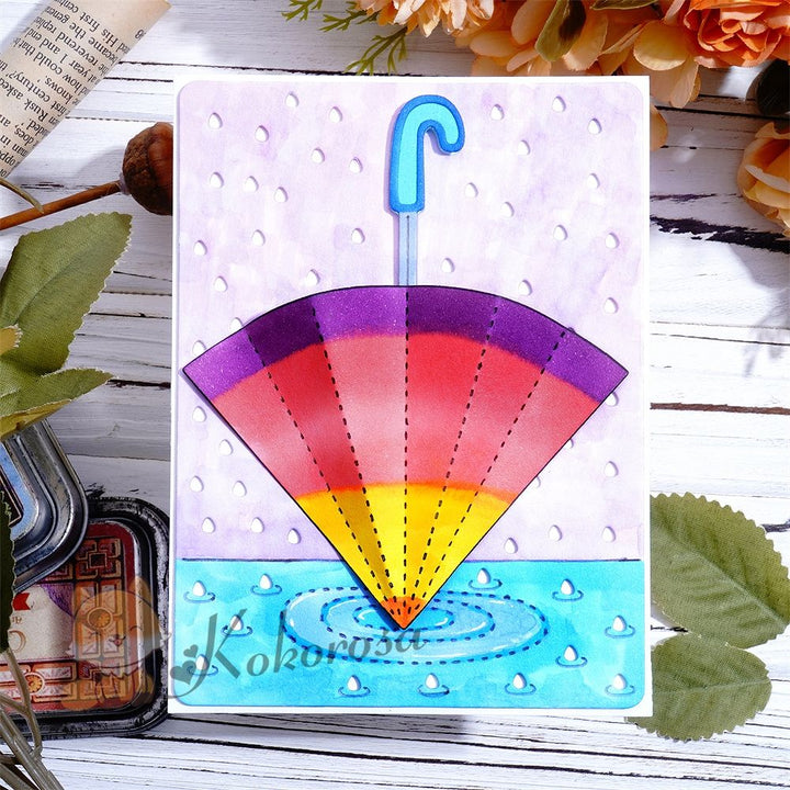 Kokorosa Metal Cutting Dies with Umbrella & Raindrop Background Board