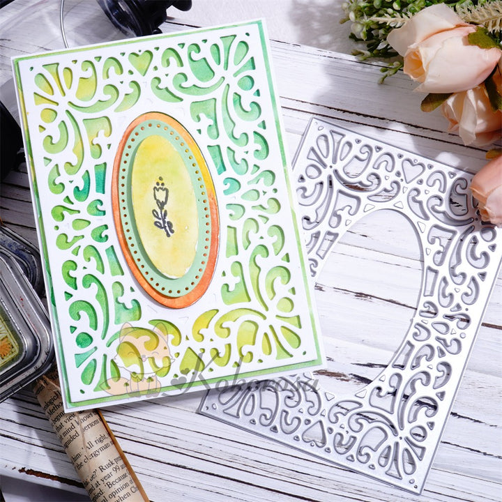 Kokorosa Metal Cutting Dies with Waves & Hollow Oval Background Board