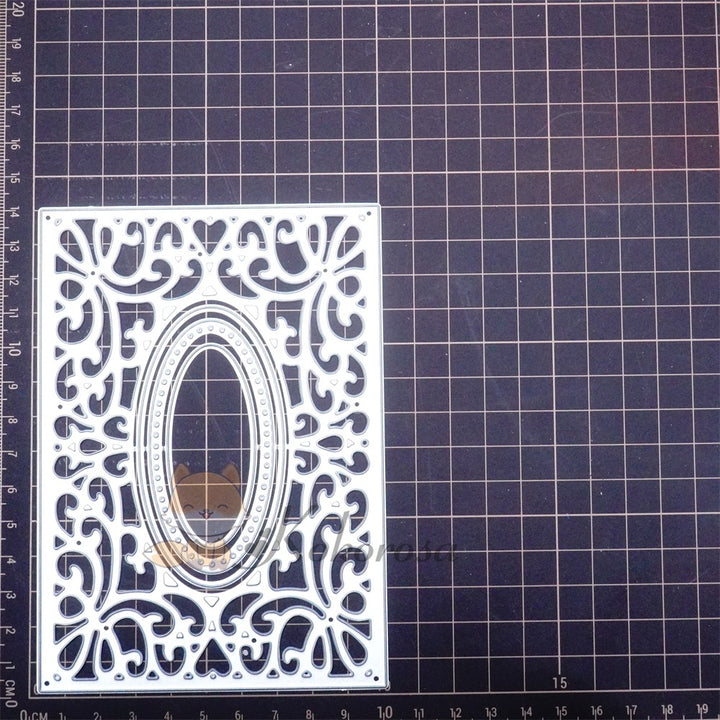 Kokorosa Metal Cutting Dies with Waves & Hollow Oval Background Board