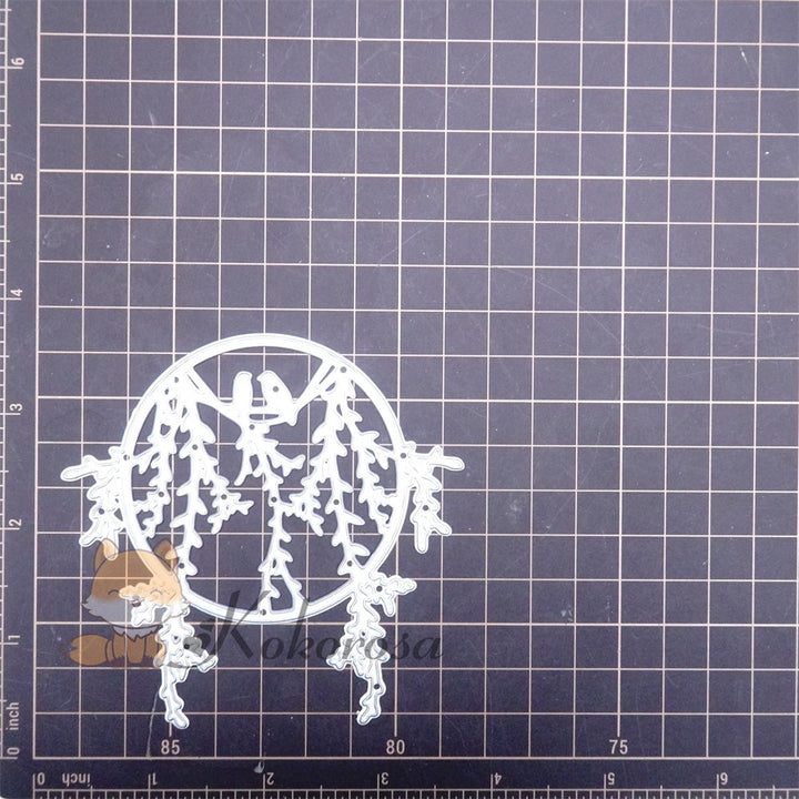 Kokorosa Metal Cutting Dies with Willow Birds Round Frame